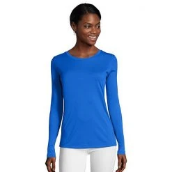 Women's Hanes® Cool Dri Long-Sleeve Performance Tee Awesome Blue -Hanes Shop unnamed file 1008