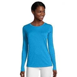 Women's Hanes® Cool Dri Long-Sleeve Performance Tee Awesome Blue -Hanes Shop unnamed file 1009