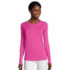 Women's Hanes® Cool Dri Long-Sleeve Performance Tee Awesome Blue -Hanes Shop unnamed file 1010