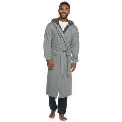Men's Hanes® 1901 Athletic Hooded Cotton Fleece Robe Blue -Hanes Shop unnamed file 1018