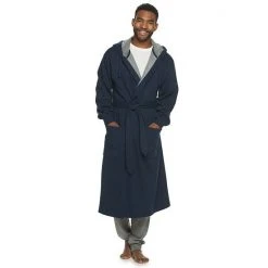 Men's Hanes® 1901 Athletic Hooded Cotton Fleece Robe Blue -Hanes Shop unnamed file 1019