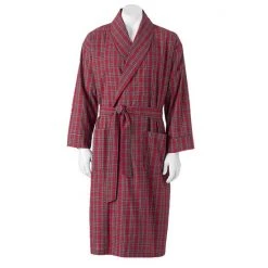 Men's Hanes® Lightweight Woven Shawl Robe Black Plaid 8 Men's Hanes® Lightweight Woven Shawl Robe Black Plaid -Hanes Shop unnamed file 1070