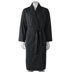 Men's Hanes® Lightweight Woven Shawl Robe Black Plaid 9 Men's Hanes® Lightweight Woven Shawl Robe Black Plaid -Hanes Shop unnamed file 1071