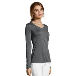 Women's Hanes® Cool Dri Long-Sleeve Performance V-Neck Tee Granite Heather -Hanes Shop unnamed file 1124