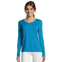 Women's Hanes® Cool Dri Long-Sleeve Performance V-Neck Tee Granite Heather -Hanes Shop unnamed file 1129