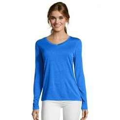 Women's Hanes® Cool Dri Long-Sleeve Performance V-Neck Tee Granite Heather -Hanes Shop unnamed file 1131