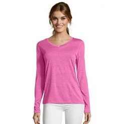Women's Hanes® Cool Dri Long-Sleeve Performance V-Neck Tee Granite Heather -Hanes Shop unnamed file 1132