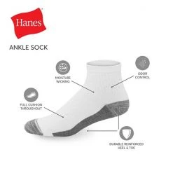 Men's Hanes Ultimate® 8-Pack X-Temp Ultra Cushion Ankle Socks White -Hanes Shop unnamed file 121
