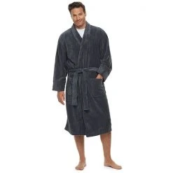 Men's Hanes Ultimate® Plush Soft Touch Robe Charcoal -Hanes Shop unnamed file 1257