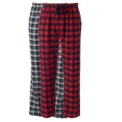 Big & Tall Hanes® 2-pk. Plaid Flannel Pajama Pants Red Black Plaid