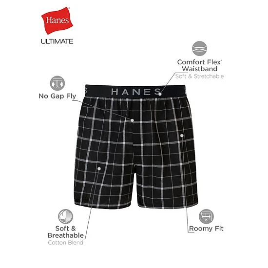 Big & Tall Hanes Ultimate® Cool Comfort® 4-Pack Woven Boxer 4 Big & Tall Hanes Ultimate® Cool Comfort® 4-Pack Woven Boxer - Image 4