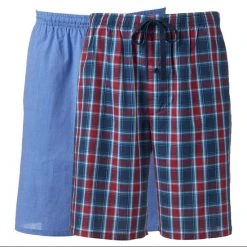 Men's HanesĀ® Classics 2-pack Plaid Woven Jams Sleep Shorts Gray Red