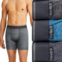 Men's Hanes Ultimate® 3-pack Comfort Flex Fit® Breathable Stretch Boxer Briefs Blue Green Berry