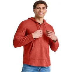 Men's Hanes Originals Tri-Blend Jersey Pullover Hoodie Red River Clay Heather