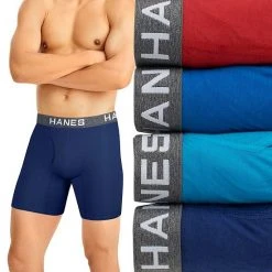 Men's Hanes Ultimate® ComfortFlex Fit 4-pack Boxer Briefs Black Gray