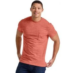 Men's Hanes Originals Tri-Blend Jersey Pocket Tee Red River Clay Heather