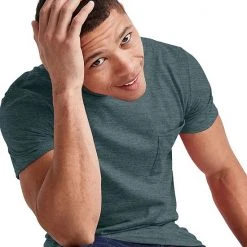 Men's Hanes Originals Tri-Blend Jersey Pocket Tee Red River Clay Heather -Hanes Shop unnamed file 1563