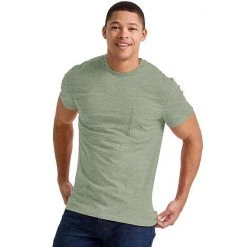 Men's Hanes Originals Tri-Blend Jersey Pocket Tee Red River Clay Heather -Hanes Shop unnamed file 1567