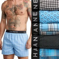 Men's Hanes Ultimate® 5-pack Plaid Woven Boxers Tartan Plaid