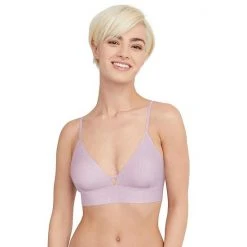 Hanes Ultimate® Comfort Flex Fit Authentic Longline Triangle Bralette DHY204 Lilac Meringue Waffle -Hanes Shop unnamed file 1644
