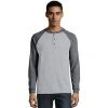 Men's Hanes® Beefy Heavyweight Colorblock Raglan Henley Oxford Gray Slate