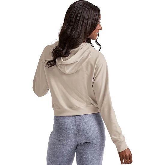 Women's Hanes® Cropped Fleece Hoodie Concrete Pe Heather 2 Women's Hanes® Cropped Fleece Hoodie Concrete Pe Heather - Image 2
