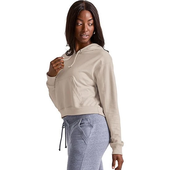 Women's Hanes® Cropped Fleece Hoodie Concrete Pe Heather 3 Women's Hanes® Cropped Fleece Hoodie Concrete Pe Heather - Image 3