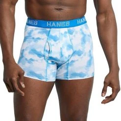 Men's Hanes Ultimate® Comfort Flex Fit® Cotton Modal Stretch Trunk Briefs Blue Pattern