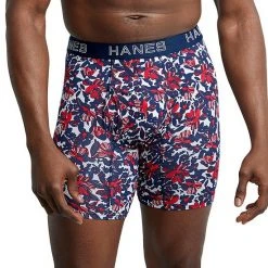Men's Hanes Ultimate® Comfort Flex Fit® Cotton Modal Stretch Trunk Briefs Blue Pattern -Hanes Shop unnamed file 1779