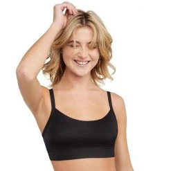 Hanes Ultimate® Comfort Flex Fit Authentic Longline Scoop Crop Bralette DHY201 Black