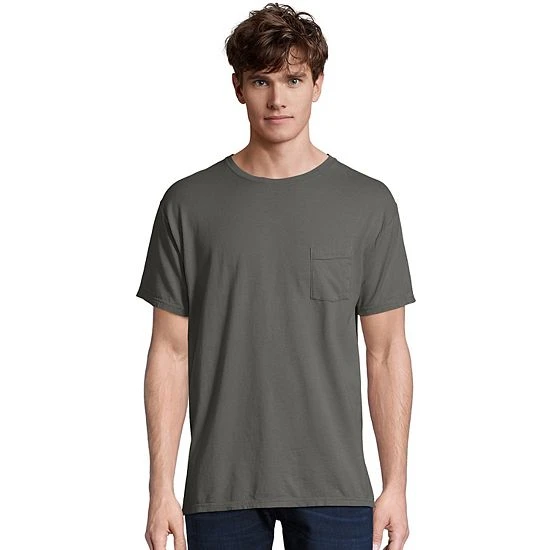 Men's Hanes® ComfortWash Garment-Dyed Pocket Pajama Tee New Railroad Gray 6 Men's Hanes® ComfortWash Garment-Dyed Pocket Pajama Tee New Railroad Gray - Image 6
