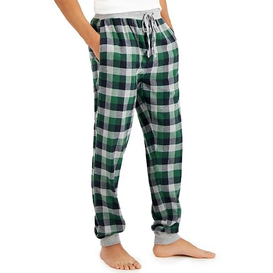 Men's Hanes 2-pack Plaid Flannel Jogger Pajama Pants Green 4 Men's Hanes 2-pack Plaid Flannel Jogger Pajama Pants Green - Image 4