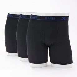 Big & Tall Hanes® 3-pack X-Temp Performance Boxer Briefs Black Blue Print
