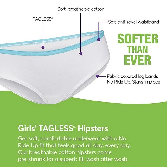 Girls Hanes Ultimate® Cotton Hipster Panties 14+1 Bonus Pack Multi Color 3 Girls Hanes Ultimate® Cotton Hipster Panties 14+1 Bonus Pack Multi Color - Image 3