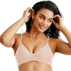 Hanes Ultimate® Bra: Comfy Support Wire-Free T-Shirt Bra HU11 Nude Mini Stripe