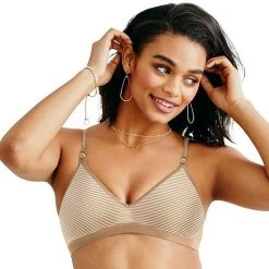Hanes Ultimate® Bra: Comfy Support Wire-Free T-Shirt Bra HU11 Nude Mini Stripe -Hanes Shop unnamed file 2091