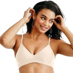 Hanes Ultimate® Bra: Comfy Support Wire-Free T-Shirt Bra HU11 Nude Mini Stripe -Hanes Shop unnamed file 2097