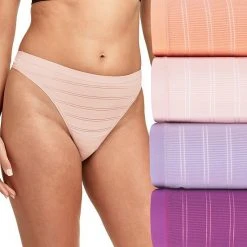 Women's Hanes Ultimate® Breathable Comfort Flex Fit 4-Pack Thong Panty Set 46CFF4 Pink Blue Purple