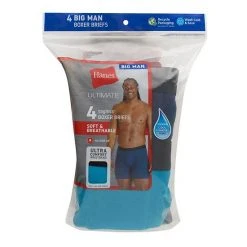 Big & Tall Hanes Ultimate® Cool Comfort® 4-Pack Boxer Brief Black Gray -Hanes Shop unnamed file 245