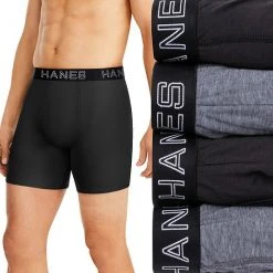 Men's Hanes® 4-pack Ultimate Comfort Flex Fit Total Support Pouch™ Boxer Briefs Black Gray
