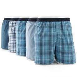 Men's Hanes® Classics 5-pack + 2 Bonus Full-Cut Plaid Woven Boxers Assorted