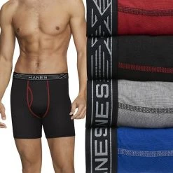 Men's Hanes® 4-pack Sport X-Temp Comfort Boxer Briefs Black Gray