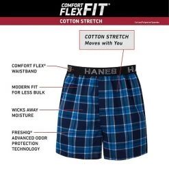 Men's Hanes Ultimate® ComfortFlex Fit 3-pack Stretch Woven Boxers Blue Plaid 9 Men's Hanes Ultimate® ComfortFlex Fit 3-pack Stretch Woven Boxers Blue Plaid -Hanes Shop unnamed file 358