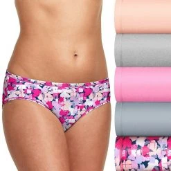 Women's Hanes Ultimate® 5-Pack Comfortsoft® Stretch Hipster Panty Set 41W5CS Blue Stripe Asst -Hanes Shop unnamed file 43