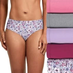 Women's Hanes Ultimate® 5-Pack Comfortsoft® Stretch Hipster Panty Set 41W5CS Blue Stripe Asst -Hanes Shop unnamed file 45