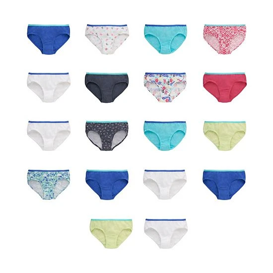 Girls Hanes Ultimate® Cotton Hipster Panties 14+4 Bonus Pack 1 Girls Hanes Ultimate® Cotton Hipster Panties 14+4 Bonus Pack