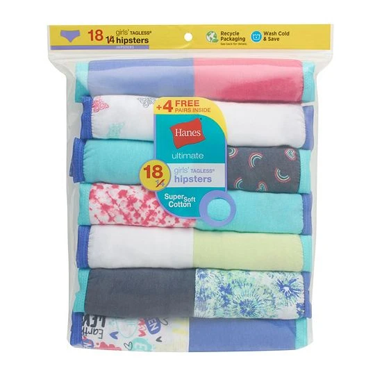 Girls Hanes Ultimate® Cotton Hipster Panties 14+4 Bonus Pack 2 Girls Hanes Ultimate® Cotton Hipster Panties 14+4 Bonus Pack - Image 2