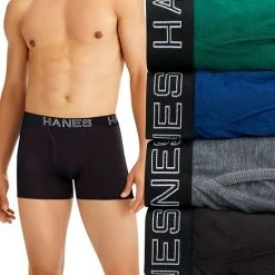 Men's Hanes Ultimate® 4-Pack Comfort Flex Fit® Total Support Pouch™ Trunks Black Grey