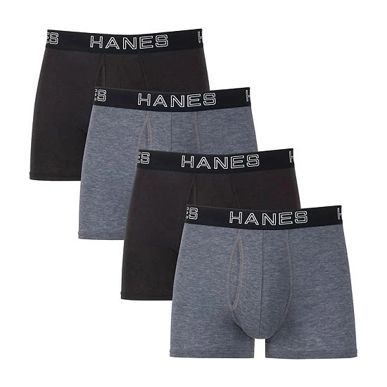 Men's Hanes Ultimate® 4-Pack Comfort Flex Fit® Total Support Pouch™ Trunks Black Grey 2 Men's Hanes Ultimate® 4-Pack Comfort Flex Fit® Total Support Pouch™ Trunks Black Grey - Image 2