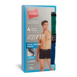 Men's Hanes Ultimate® 4-Pack Comfort Flex Fit® Total Support Pouch™ Trunks Black Grey 8 Men's Hanes Ultimate® 4-Pack Comfort Flex Fit® Total Support Pouch™ Trunks Black Grey -Hanes Shop unnamed file 631